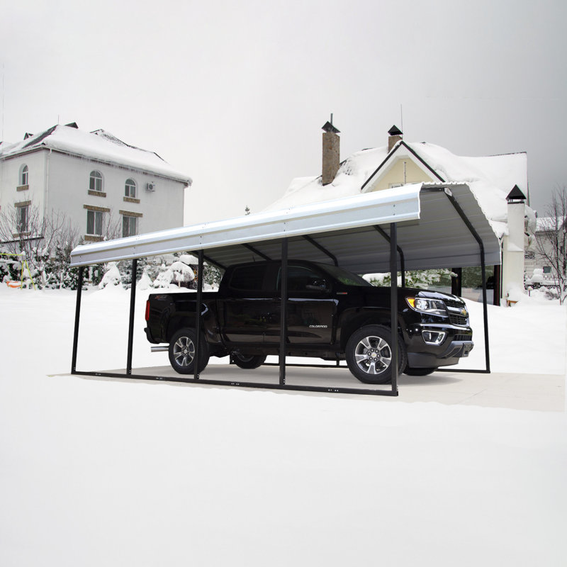 Galvanized Steel Carport, 12X20X7, Charcoal