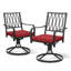 Ensemble de chaises pivotantes d'extérieur en métal 2 pièces, chaises de salle à manger en fer avec coussin rouge amovible, chaises de bistro de patio pour l'intérieur et l'extérieur