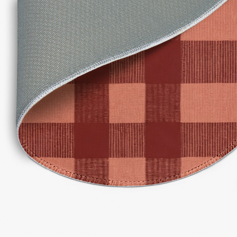 Tapis d'intérieur et d'extérieur à carreaux brun, Rond 5 pi