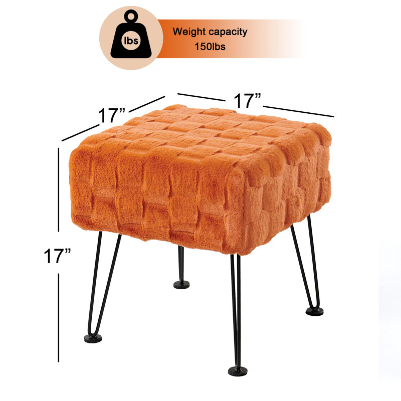 Repose-pieds standard large de 17 po Emilijus, Fausse fourrure orange