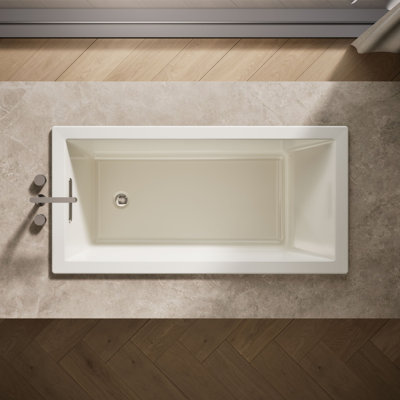 Underscore 60" x 30" Drop-In or Undermount Acrylic Soaking Bathtub with Sloped Backrest