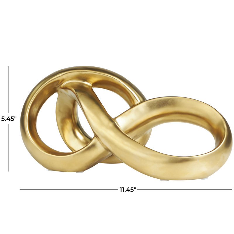 Reinoso Ceramic Infinity Loop Abstract Decorative Sculpture, Gold