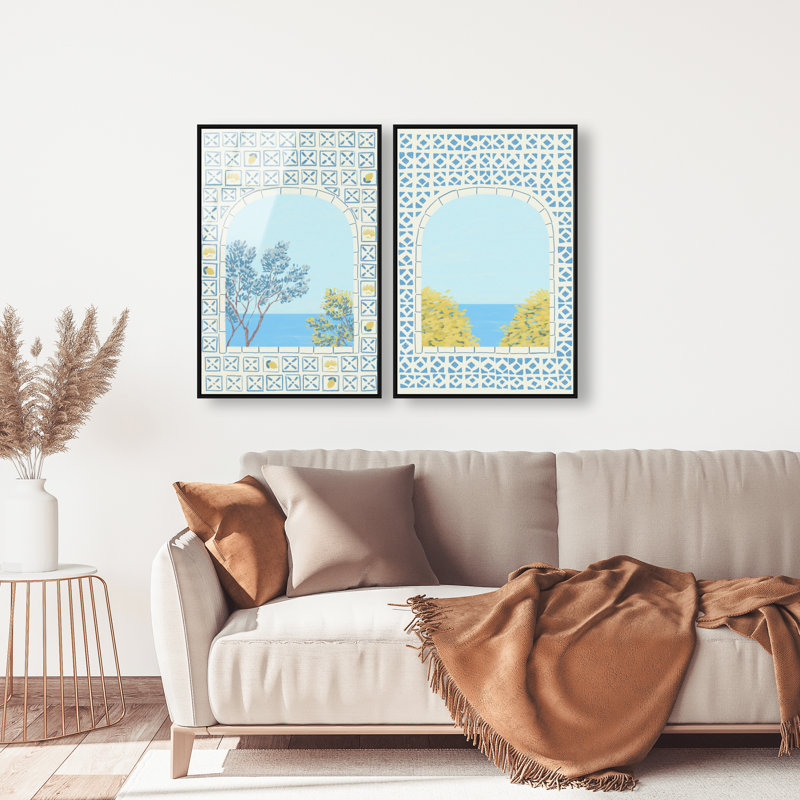 Mediterranean window set High-Gloss Frameless Acrylic Glass Wall Art Nautical & Beach Print by Oliver Gal, Ready to Hang, 10 x 15