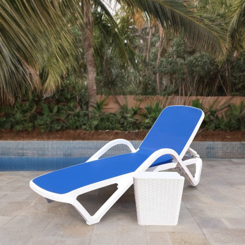 Reif Outdoor Chaise Lounge Set with Table, Blue