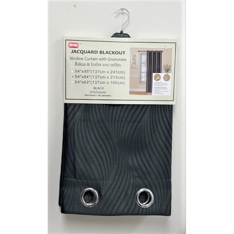 Rideau en polyester Briania, Noir, L 54 po x L 84 po