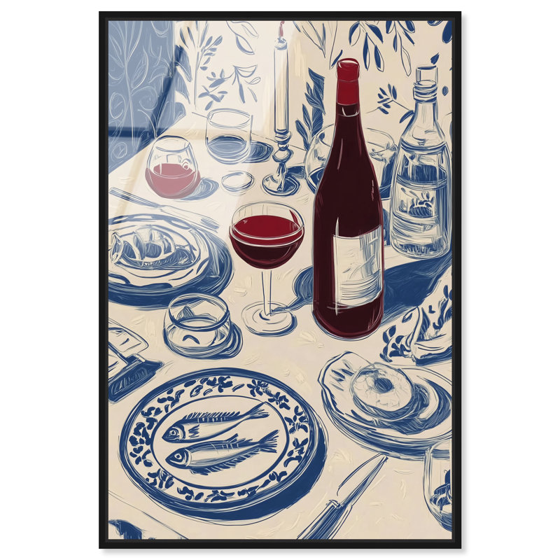 «Dinner I», impression murale encadrée par Art Remedy, cadre noir, 30 x 45, H 46 po x l 31 po, Cadre noir