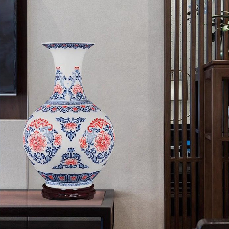 Vase à fleurs rouge 11,42 "Jingdezhen