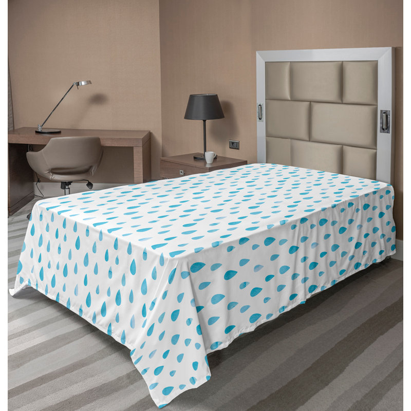 Drap-housse bleu et blanc Ambesonne