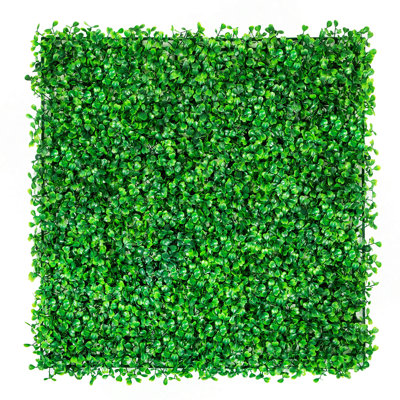 Panneau de buis artificiel UV 48Pcs panneaux de haie de buis artificiel en toile de fond en gazon artificiel 10X10 "4Cm Herbe verte pour décoration intérieure