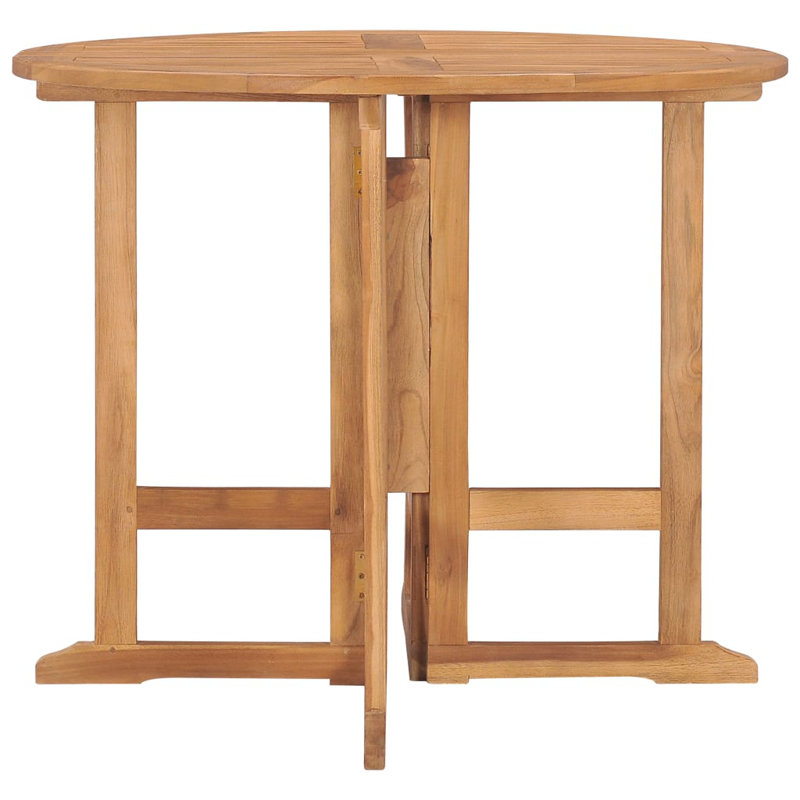 Acalia Round Teak Solid Wood Outdoor Dining Table, 75cm H x 90cm W x 90cm D