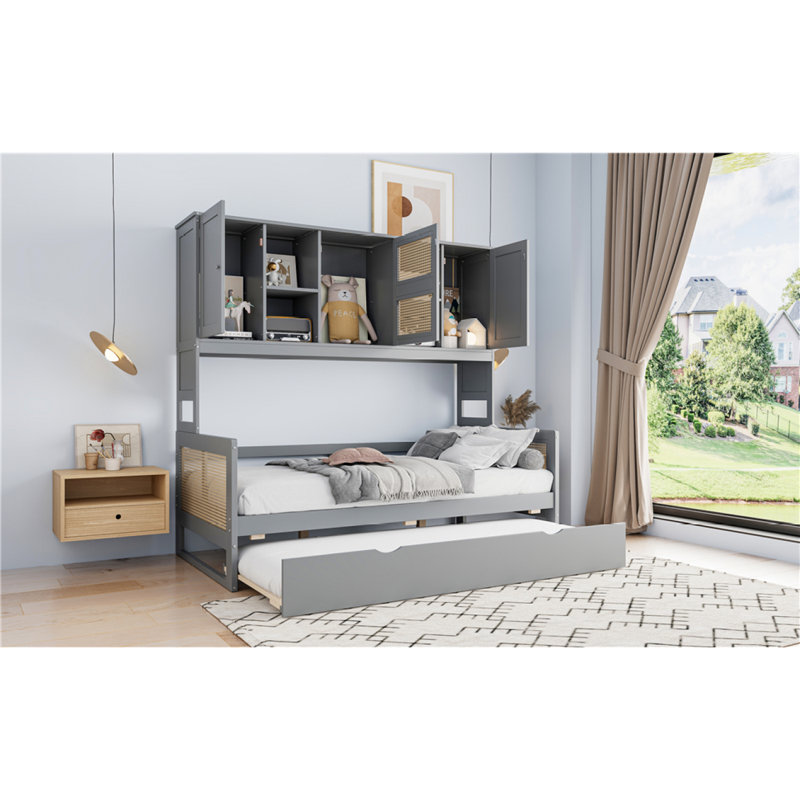 Daybed With Trundle And Storage, Gray, Full