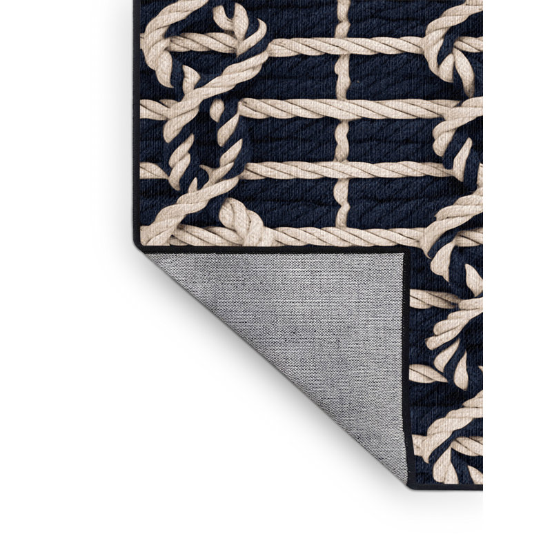  Washable Sailing Knots Elite Coastal Area Rug, Square 3'