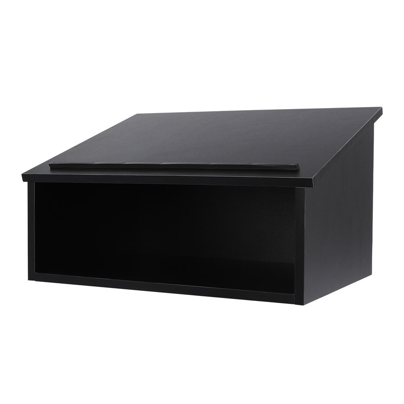 Black Wood Tabletop Lectern with Storage Shelf