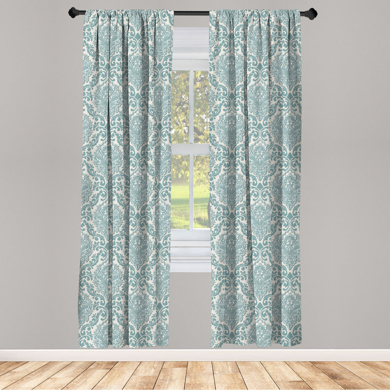 East Urban Home Damask 4-Panel Curtains, Botanical Ivy Like Theme 135721, 56" W x 84" L