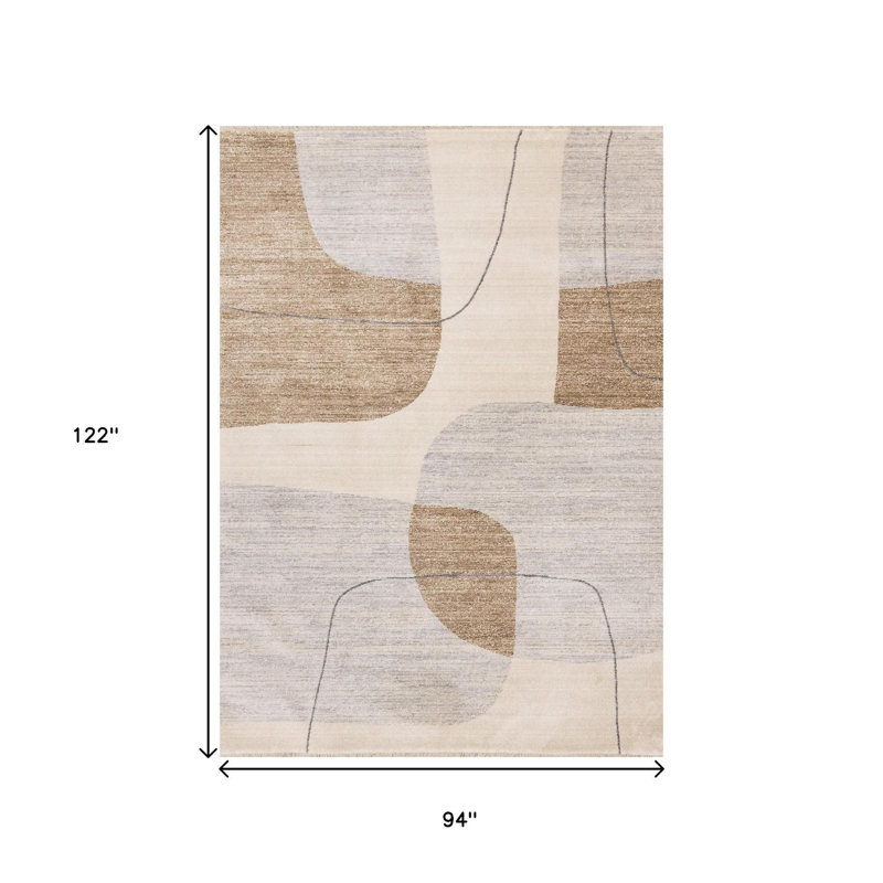 Tapis géométrique brun et beige 8 pi x 10 pi