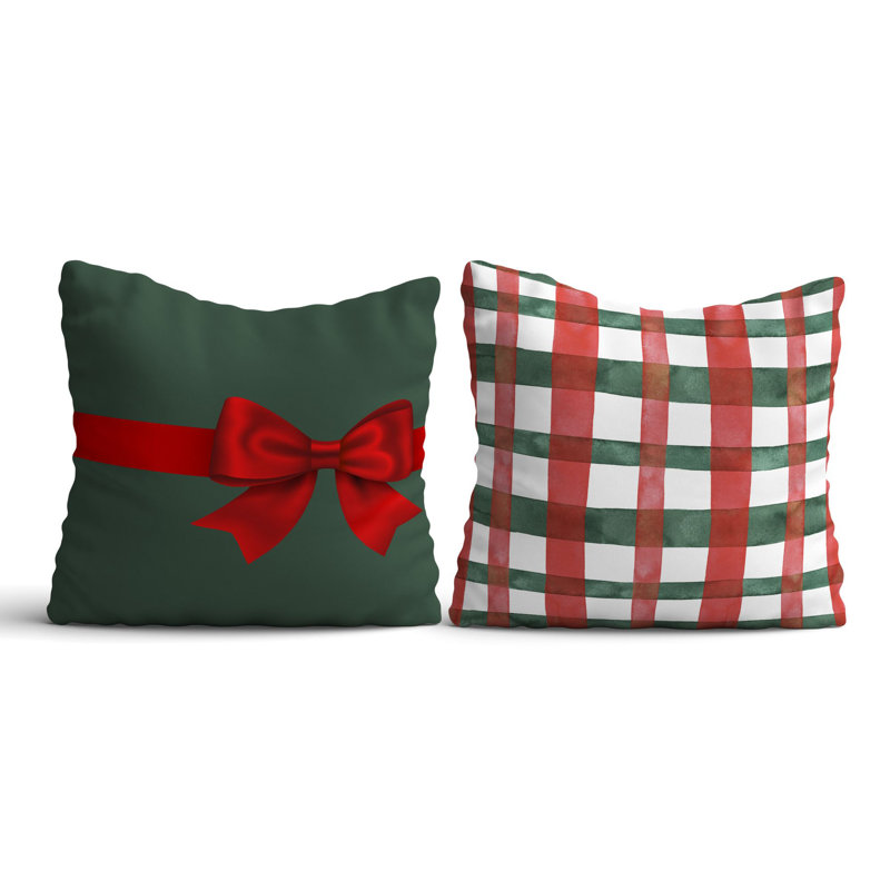 Miti Christmas Cushion Cover Set (2 Pieces), 16.9 x 16.9 Inches | 50% Cotton / 50% Polyester, Machine Washable at 86°F | Ironable, No Filling | Perfect Holiday Decor for Cozy Living Spaces and Festive Touch