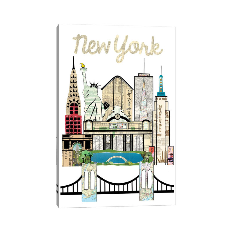 «New York Skyline» par Paper Cutz, impression sur toile tendue, H 60 po x l 40po x P 1,5 po