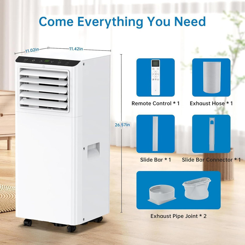 Climatiseur portatif 4-en-1 8 000 BTU - Refroidissement / déshumidification / ventilateur + DEL pour minuterie de sommeil à distance 350SqFt