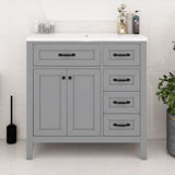 36" Bathroom Vanity With Sink Combo, Bathroom Cabinet With Drawers, Solid Frame And MDF Board