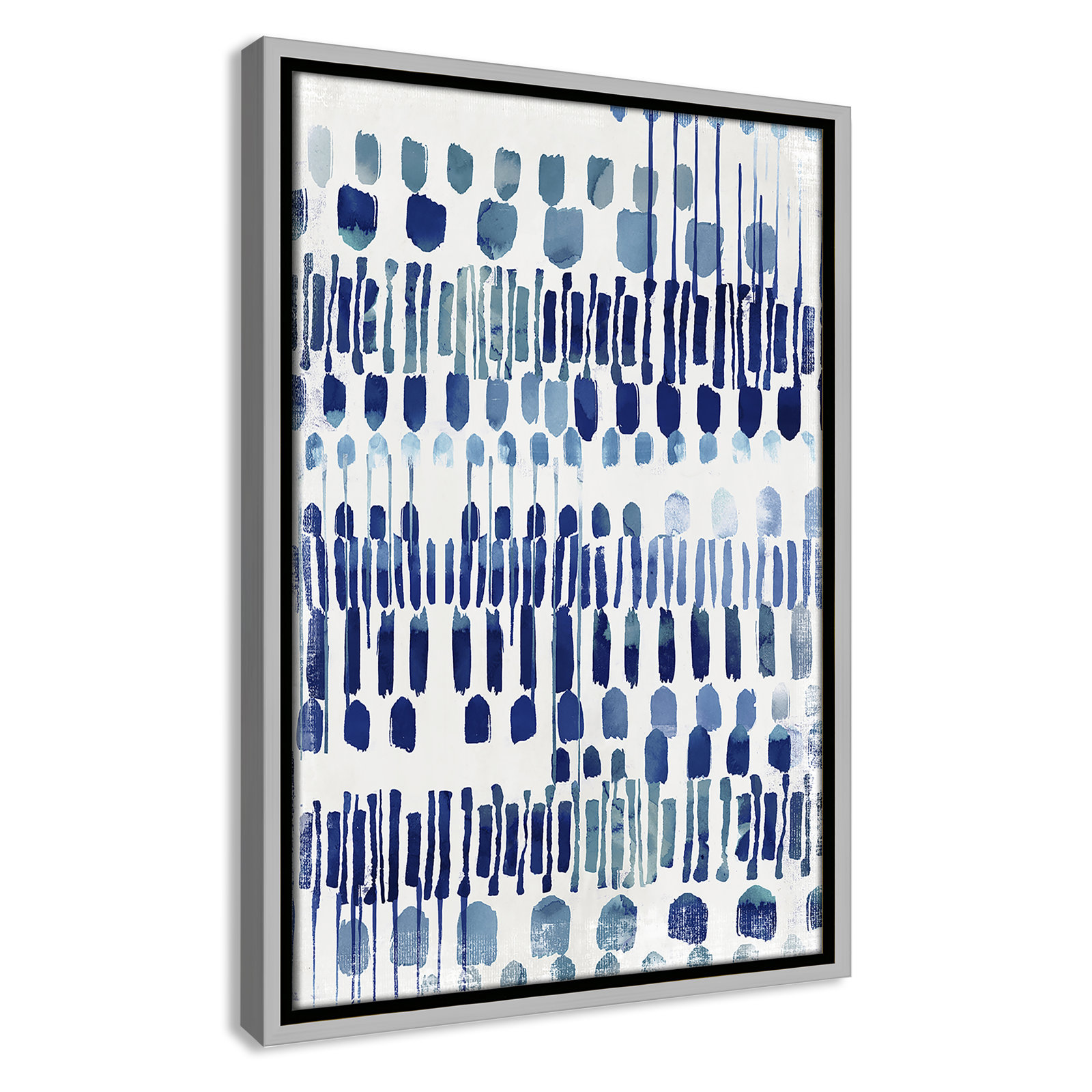 Fynn "Continuously I" Painting by Eva Watts, Silver Framed Canvas, No Matte, 19.5" H x 13.5" W x 2" D