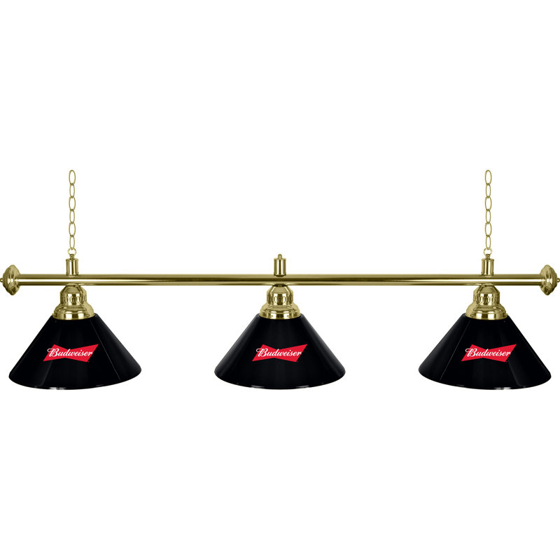Luminaire suspendu pour table de billard 3 lumières University of Miami, Noir, noir, noir, noir