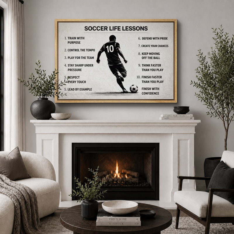 «Soccer Life Lessons Player», citation de chambre de garçon, impression sur toile encadrée, H 16 po x l 24 po x P 1,5 po