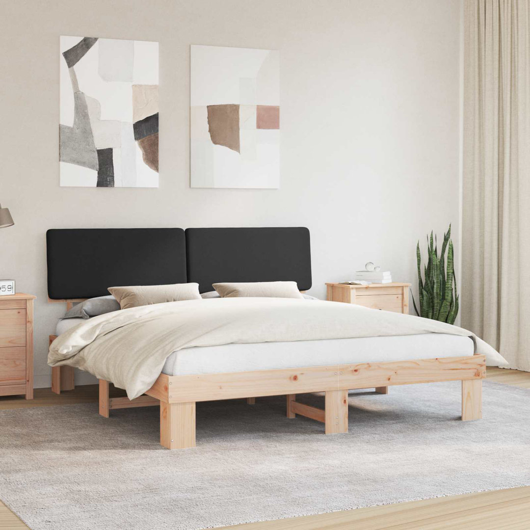 Bed Frame With Upholstered Headboard Dark Grey 200 X 200 Cm
