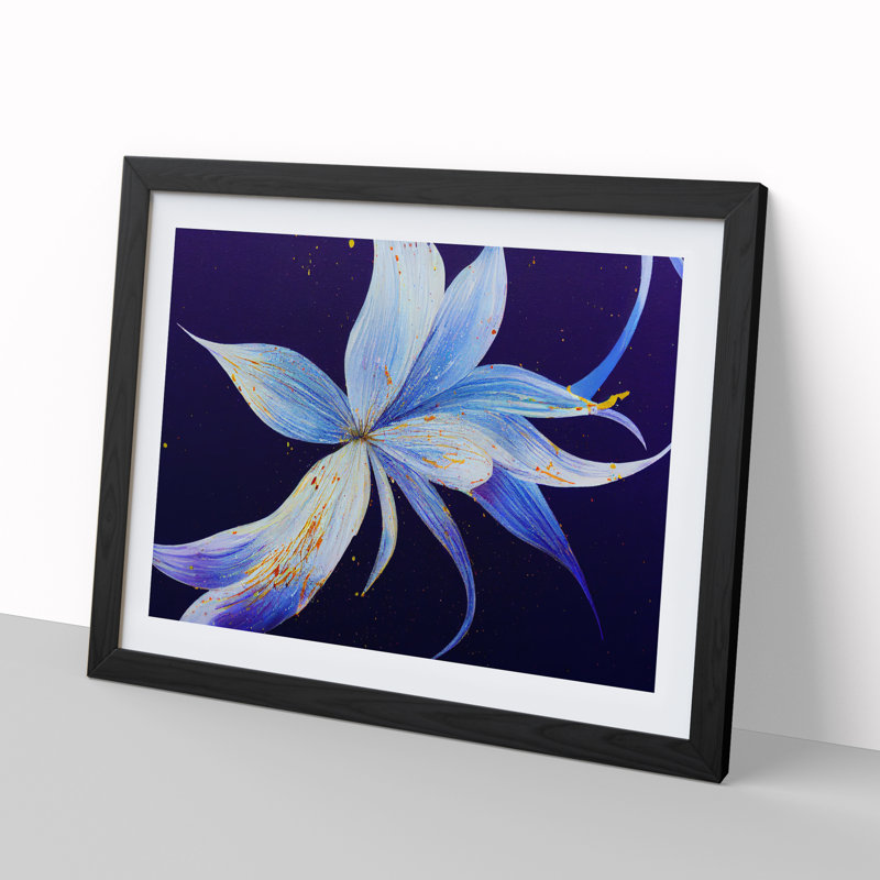 Bluebell Flower Abstract - Single Picture Frame Painting, 46cm H x 64cm W x 2cm D, Black Framed