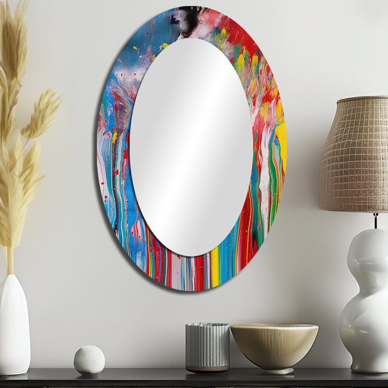 Beautiful Life Summer Joy Abstract Expression - Miroir décoratif ovale abstrait sur métal, 36 po x 24 po