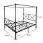 Structure de grand lit à baldaquin en métal, construction, 12,4 po sous le rangement, noir, s'adapte facilement au matelas standard pour lit grand, solide et stable, matelas supplémentaires