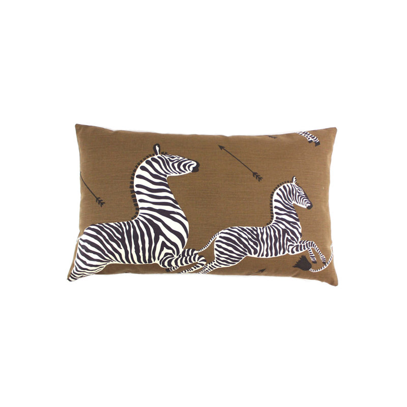 Housse de coussin rectangulaire et insert Zebras, Brun / noir