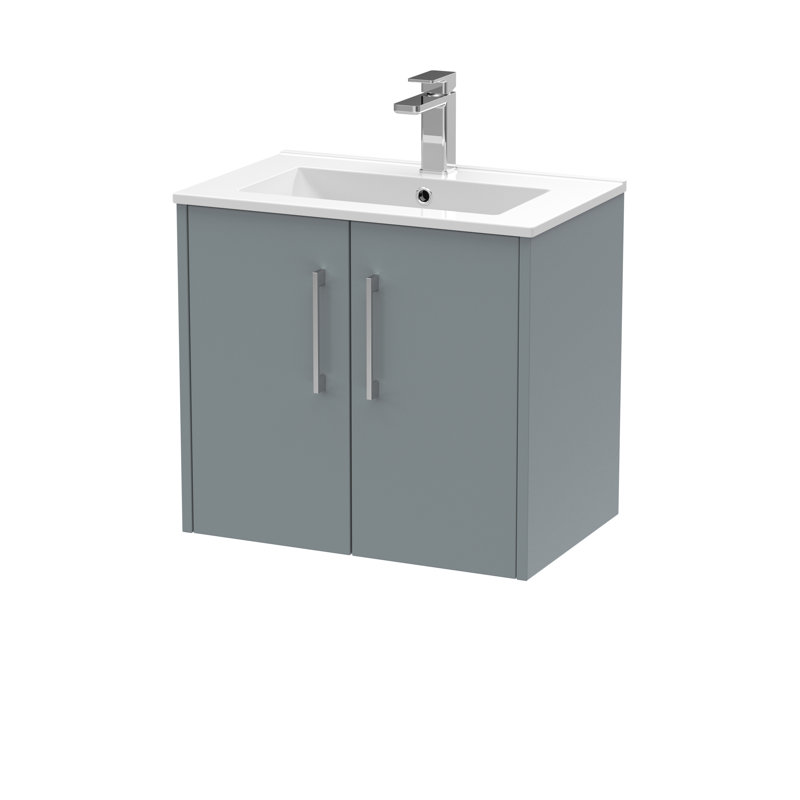 Juno 600mm Single Bathroom Vanity with Integrated Vitreous China Basin, Coastal Grey