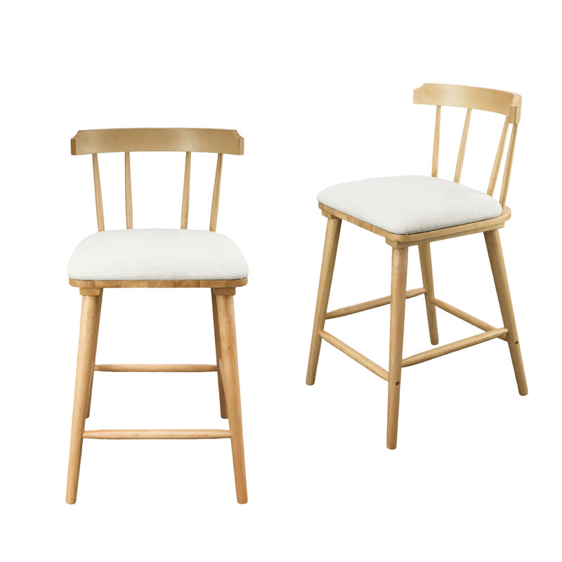 Tabouret de comptoir rembourré beige Olivia, Bois, 2