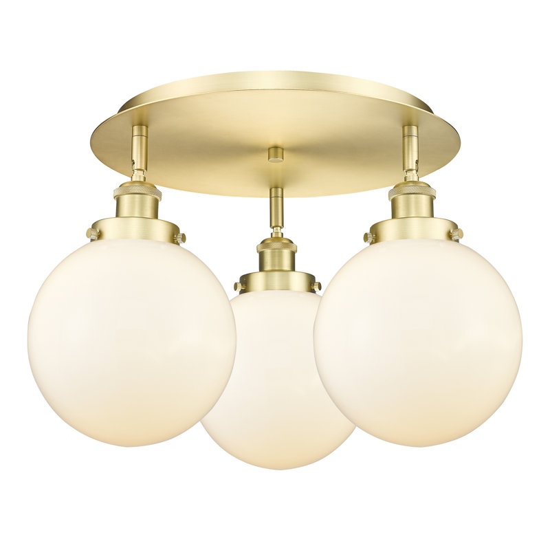 Plafonnier semi-encastré en verre Alvi, Blanc mat, Or satiné