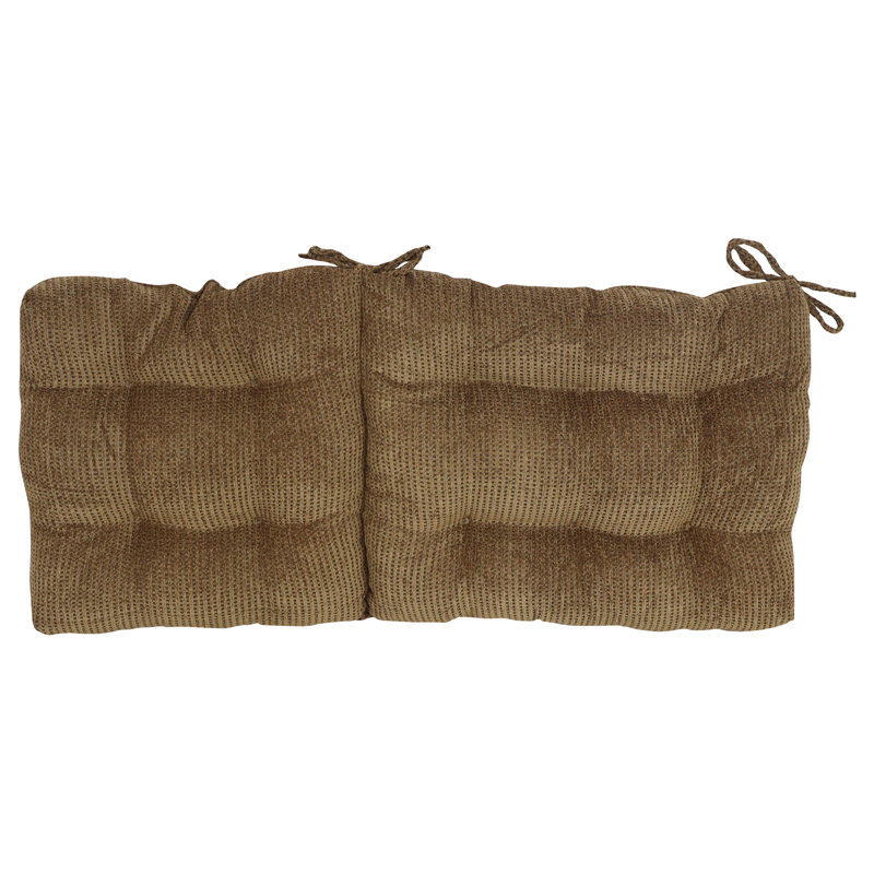 Jacquard Chenille Tufted Seat/Back Chair Cushion, Brown Dots, 18" W x 18" D
