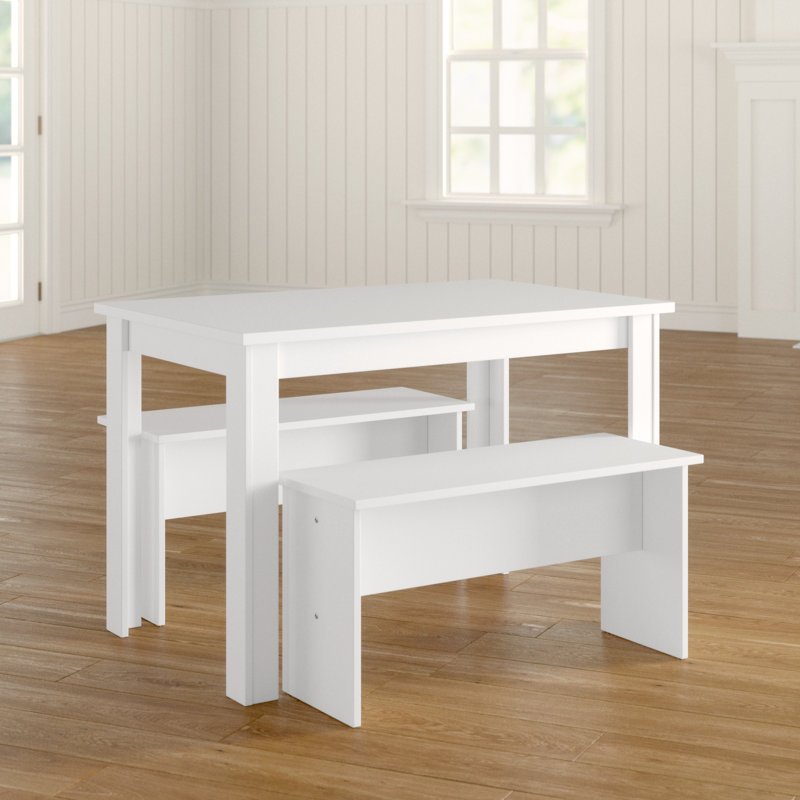 Romario Dining Set, White, White, White