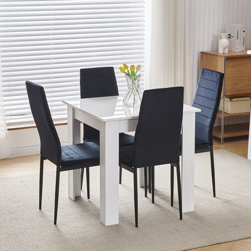 Dining Set, Black Velvet Line Chairs#4