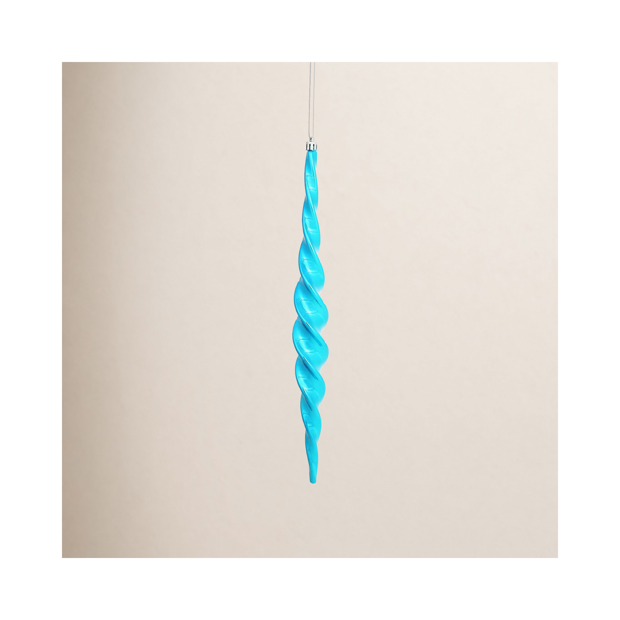Shiny Spiral Icicle Christmas Ornament, Turquoise