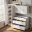 Ensemble de rangement modulaire en lin blanc de 78 po avec commode à 6 tiroirs et range-chaussures