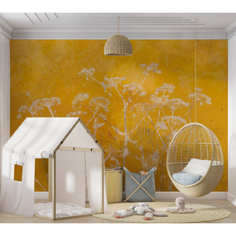 Papier peint floral - Prairie baignée de soleil, L 27 po x l 39 po