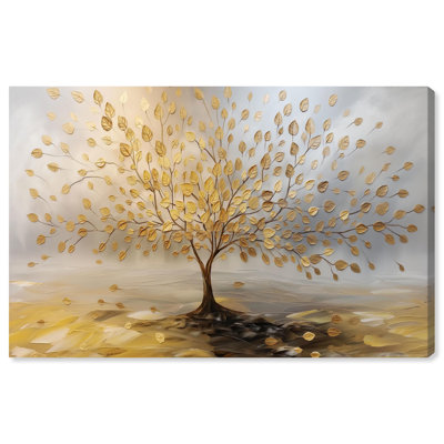 Tree of Golden Leaves Canvas Colorful Tree Art by Art Remedy