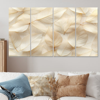 Feuilles ivoire feuillage Collae II - feuilles, art mural - ensemble d'art mural traditionnel