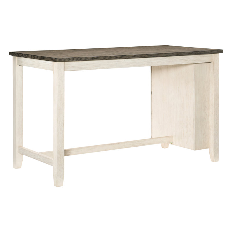 Table rectangulaire à hauteur de comptoir avec tablettes, table moderne en placage pour salle à manger, tablettes intégrées à utiliser