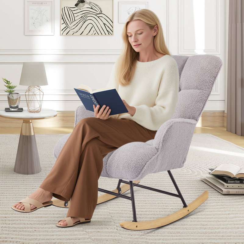 Solid + Manufactured Wood/Iron Rocking Chair, Grey
