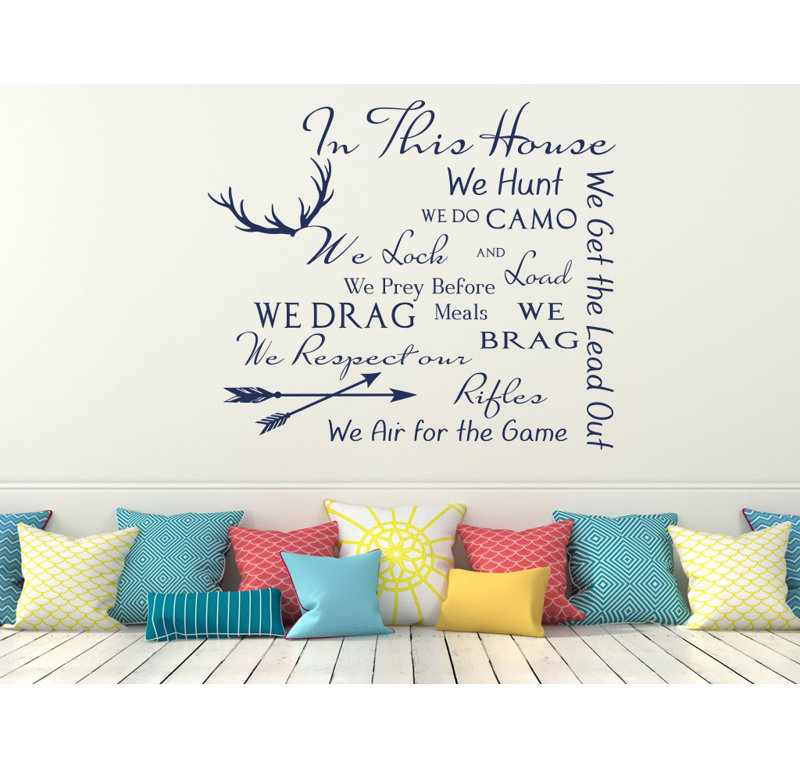 Décalcomanie murale citation règles maison family, Bleu marine