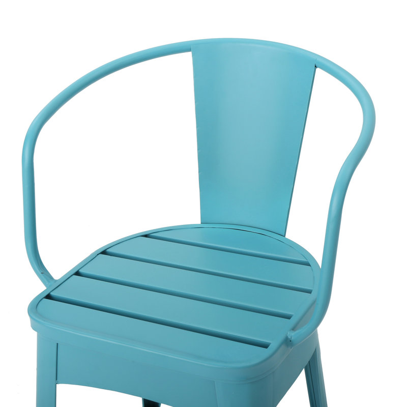 Powder Coated Iron Bistro - 3 Pc Kd Metal, Blue, 30" Table & 2 Chairs, Water- Outdoor Appeal, 18" Seat, 24.96"X24.96 Metal Iron, And Enchantment,