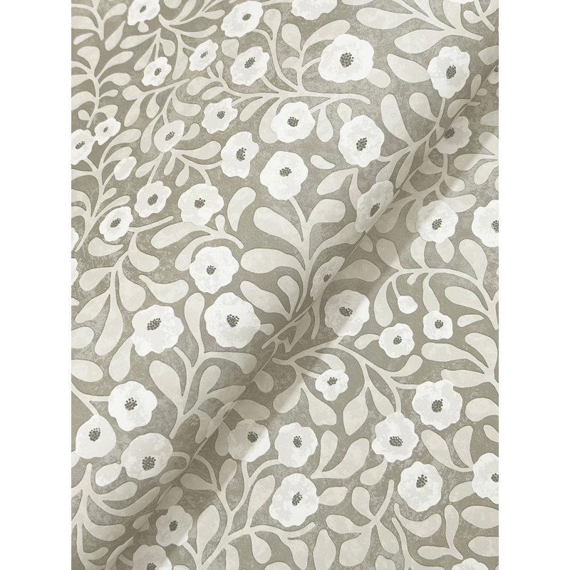 Papier peint floral Poppy Trail, Gris