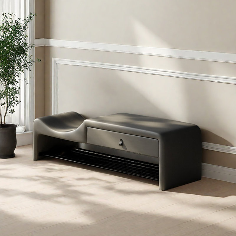 39.4in Shoe Storage Bench, Gray