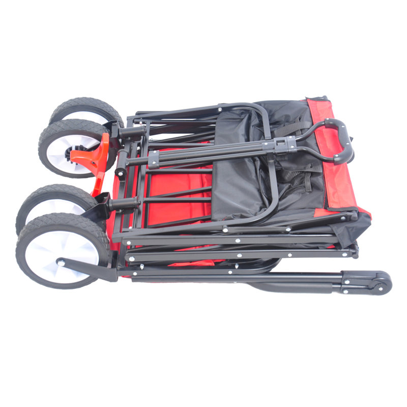 Chariot utilitaire d'extérieur pliable pliable, chariot de jardin portatif pliant robuste, porte-gobelet, poignées réglables