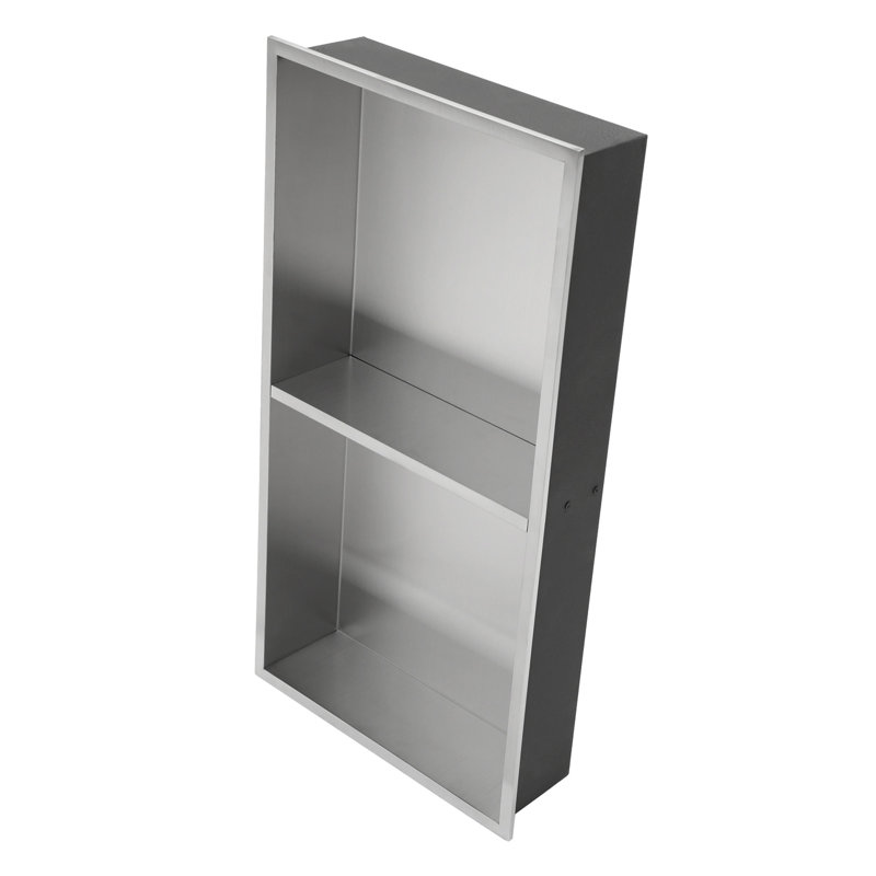 Double tablette 13 "X 25" en acier inoxydable pour niche de douche, Nickel brossé